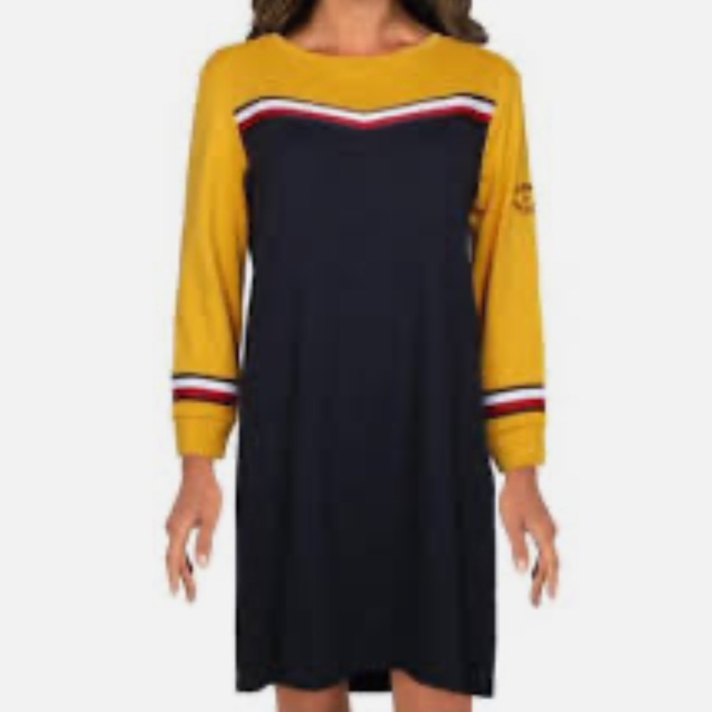 Tommy Hilfiger Black and Gold Long Sleeve Dress